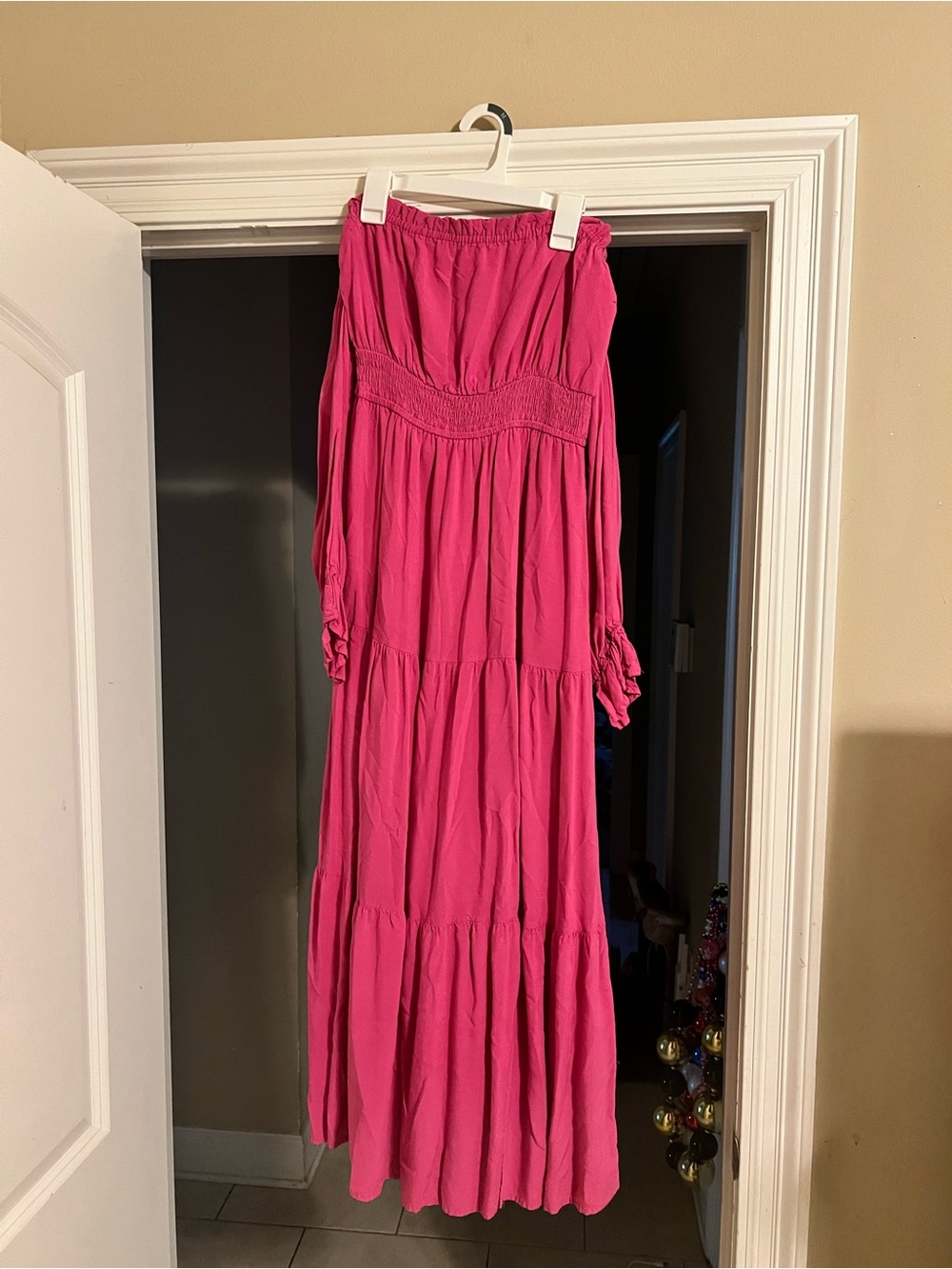 Bright Pink Tiered Maxi Dress